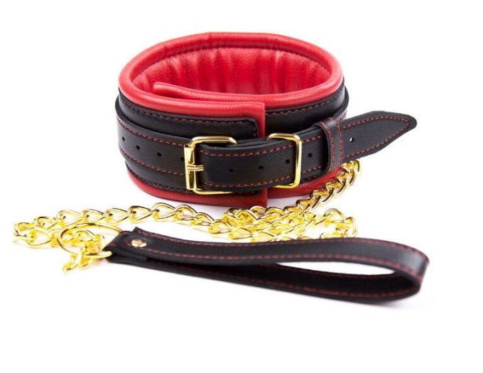 Banoch Collar leash Gold Halsband en Riem Rood met goud 987101332 3