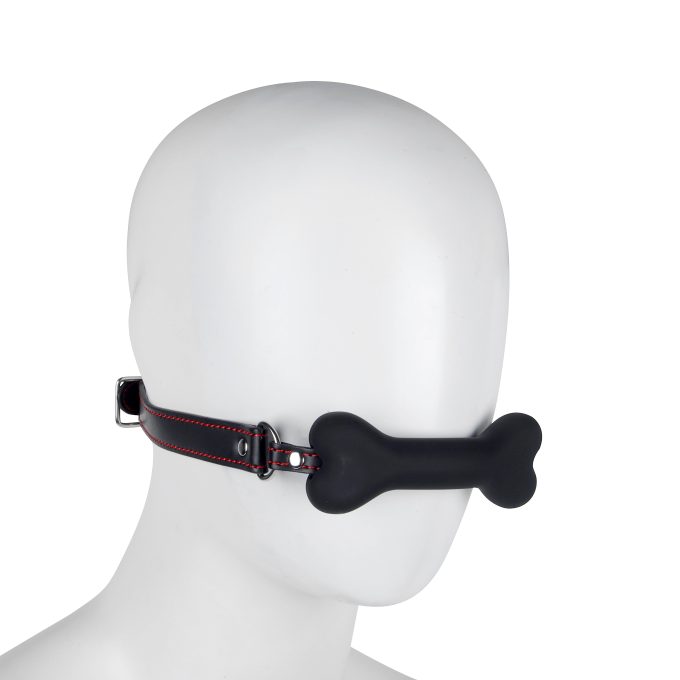 Banoch   mouth gag bone   siliconen gag bot   zwart   hondenbot   op pop