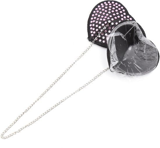 Pinch Attached heart BlackPink hartvormige tepelkwastjes ZwartRoze tepelversiering 2 Pinch Attached heart BlackPink hartvormige tepelkwastjes ZwartRoze tepelversiering 2