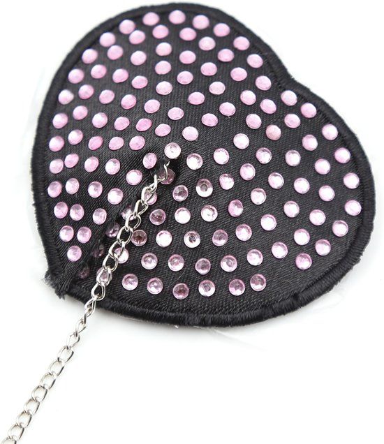 Pinch Attached heart BlackPink hartvormige tepelkwastjes ZwartRoze tepelversiering Pinch Attached heart BlackPink hartvormige tepelkwastjes ZwartRoze tepelversiering