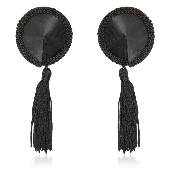 Pinch Burlesque Round Black Ribbed Tepelkwastjes rond Zwart 1