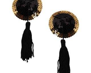 Pinch Burlesque Round Sparkling Tepelkwastjes Rond Zwartgoud tepelplakker nipple tassel 987101495