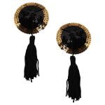 Pinch Burlesque Round Sparkling Tepelkwastjes Rond Zwartgoud tepelplakker nipple tassel 987101495 4