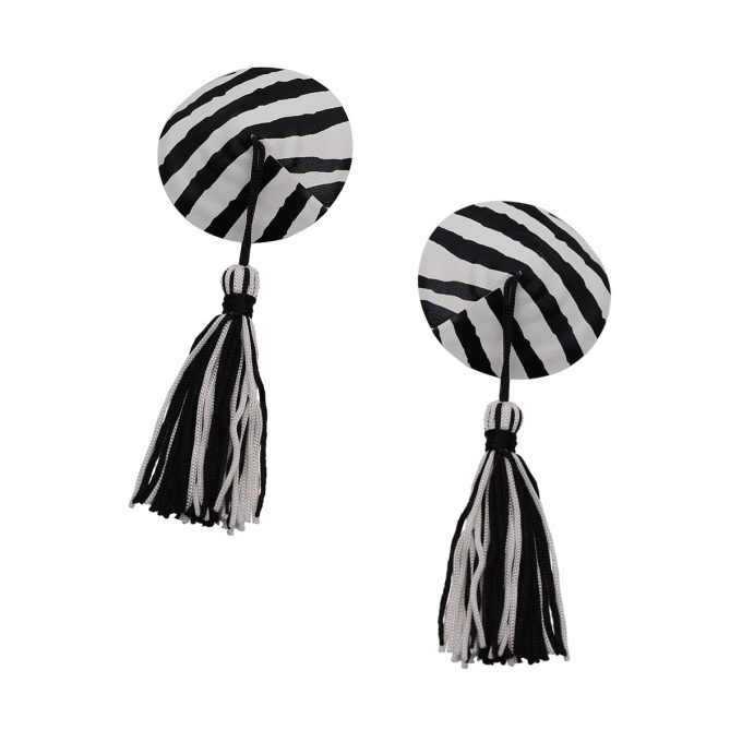 Pinch Burlesque Round Zebra Tepelkwastjes Rond ZwartWit nipple tassel 987101493 1
