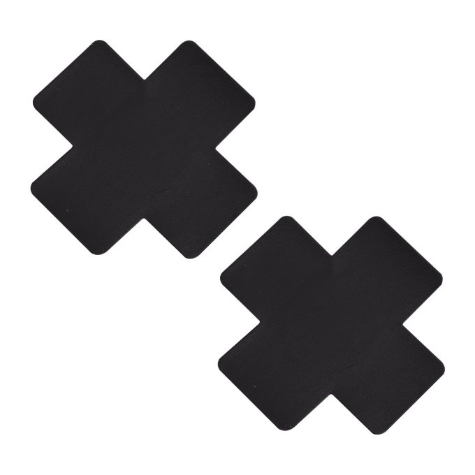 Pinch - Nipple Sticker Leather Cross - Zwart