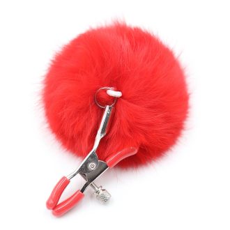 Pinch Tepelklemmen Verstelbare tepelklem met fluffy bol rood 987101358 2
