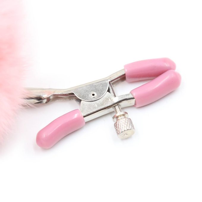 Pinch Tepelklemmen Verstelbare tepelklem met fluffy bol roze 987101359 3