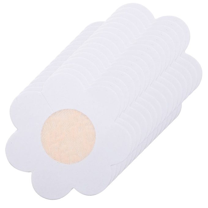 Pinch beige flower 15 paar 30 stuks beige zelfklevende tepelstickers voordeelverpakking achterkant