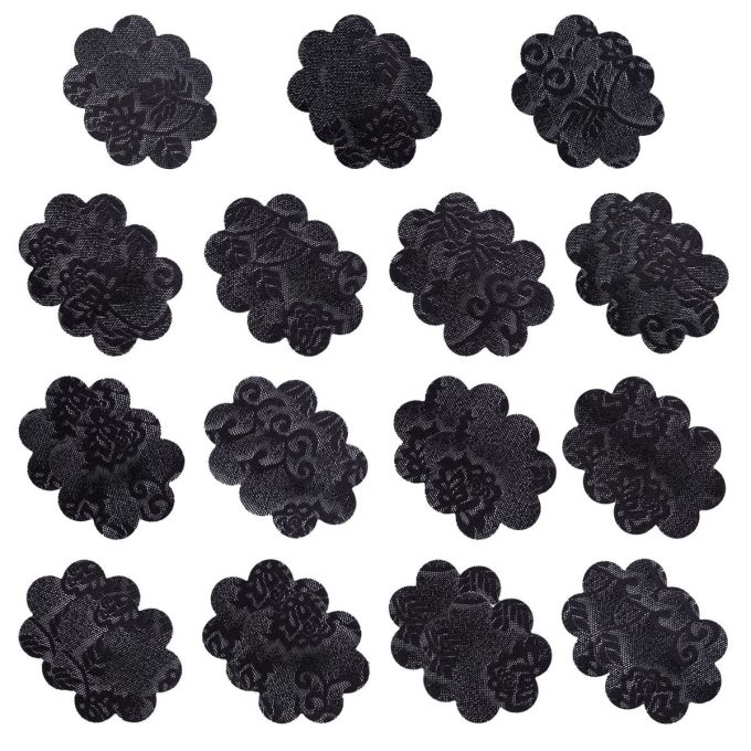 Pinch black flower 15 paar 30 stuks zwarte zelfklevende tepelstickers voordeelverpakking