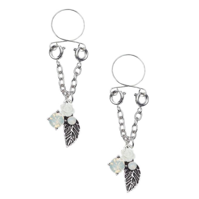 Pinch indiscrets nip Jewel tepelhanger Witte roos zilverkleurige blaadjes tepeljuweel 987101529 1 Pinch indiscrets nip Jewel tepelhanger Witte roos zilverkleurige blaadjes tepeljuweel 987101529 1