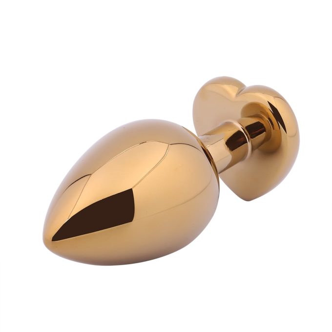Banoch Buttplug Coeur d Or Rose Large Goud Metaal Hart Diamant Steen Roze 2