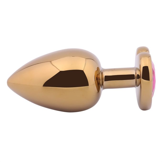 Banoch Buttplug Coeur d Or Rose Large Goud Metaal Hart Diamant Steen Roze 3