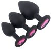 Banoch   Buttplug Penumbra Hot Pink   Siliconen buttplug Zwart   kristal   set   Roze (5)