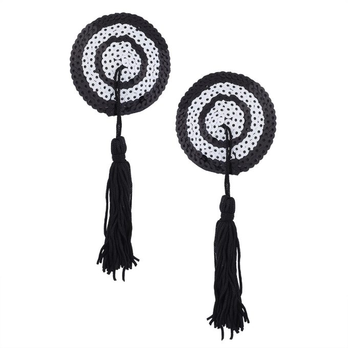 Pinch Burlesque Round BlackWhite Tepelkwastjes rond ZwartWit 987101596