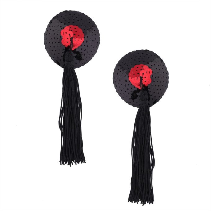 Pinch Burlesque Round Geisha Tepelkwastjes rond Zwartrood 987101599 Pinch Burlesque Round Geisha Tepelkwastjes rond Zwartrood 987101599