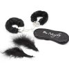 Banoch Bondage Naughty Black zwarte handboeien blindoekje en veren 987101680 1