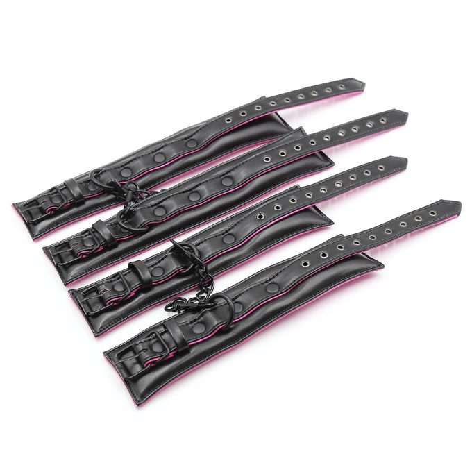 Banoch Bondageset Hot Pink halsbandriem handboeien en enkelbanden pu Leer zwart roze 987101678 13 Banoch Bondageset Hot Pink halsbandriem handboeien en enkelbanden pu Leer zwart roze 987101678 13