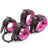 Banoch Bondageset Hot Pink halsbandriem handboeien en enkelbanden pu Leer zwart roze 987101678 4 Banoch Bondageset Hot Pink halsbandriem handboeien en enkelbanden pu Leer zwart roze 987101678 4