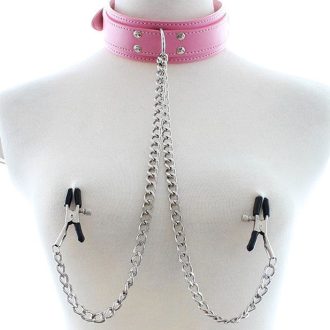 Banoch Collar Clamps Girly Pink roze halsband met tepelklemmen 987101683 2