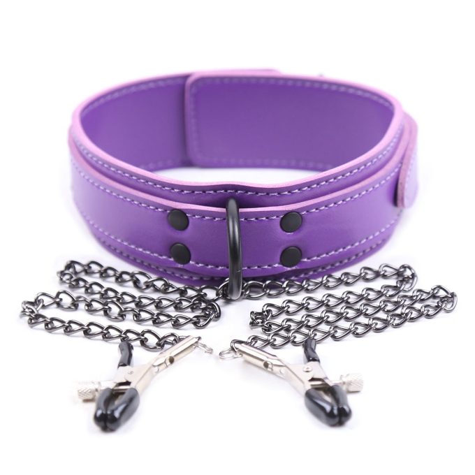 Banoch Collar Clamps Playfull Purple paarse halsband met tepelklemmen 987101685 2 Banoch Collar Clamps Playfull Purple paarse halsband met tepelklemmen 987101685 2