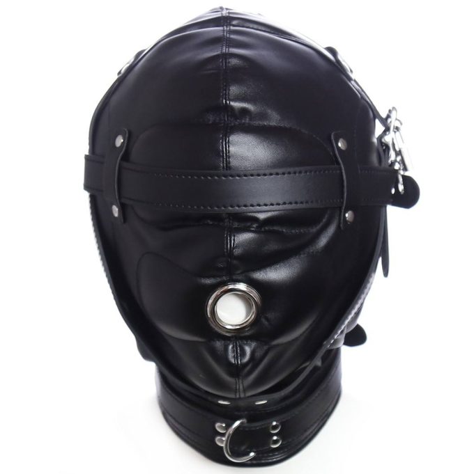 Banoch Foraminis Hood Black Zwart masker van PU Leer 987101711