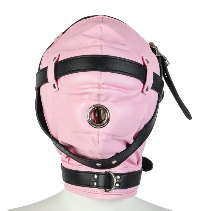 Banoch Foraminis Hood Pink Black bondagemasker roze zwart van PU Leer 98710713 Banoch Foraminis Hood Pink Black bondagemasker roze zwart van PU Leer 98710713