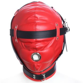 Banoch Foraminis Hood Red Black RoodZwart masker van PU Leer 987101712