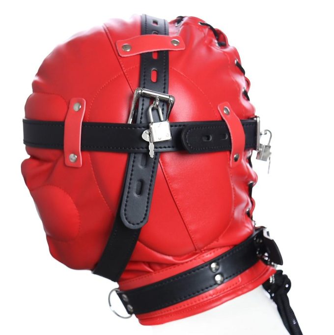 Banoch Foraminis Hood Red Black RoodZwart masker van PU Leer 987101712 4