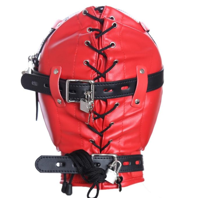Banoch Foraminis Hood Red Black RoodZwart masker van PU Leer 987101712 5