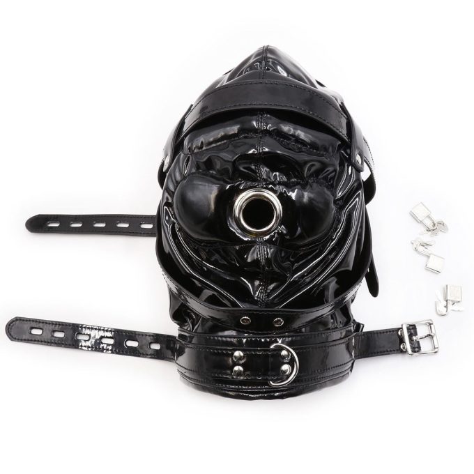 Banoch Foraminis Hood Shiny Black Zwart glans masker van PU Leer 987101710 6