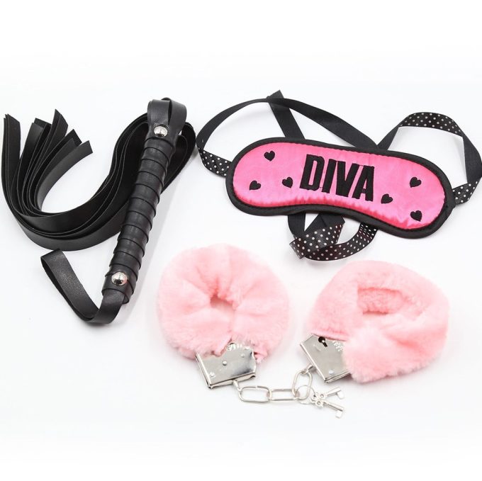 Banoch La Diva hot pink bondage blindoek zweepje en handdboeien 987101681