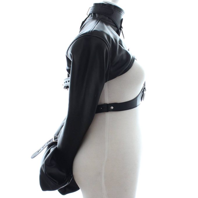 Banoch Open Breast Straight Jacket Black pu Leer dwangbuis bondage Zwart 987101725 8
