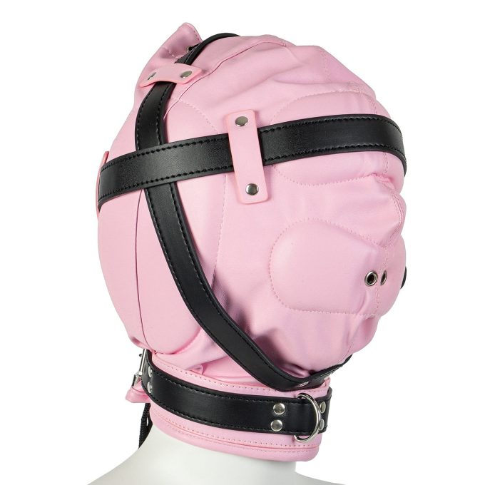 Banoch Reticent Hood Black Pink bondagemasker van roze pu Leer 987101720 2 Banoch Reticent Hood Black Pink bondagemasker van roze pu Leer 987101720 2