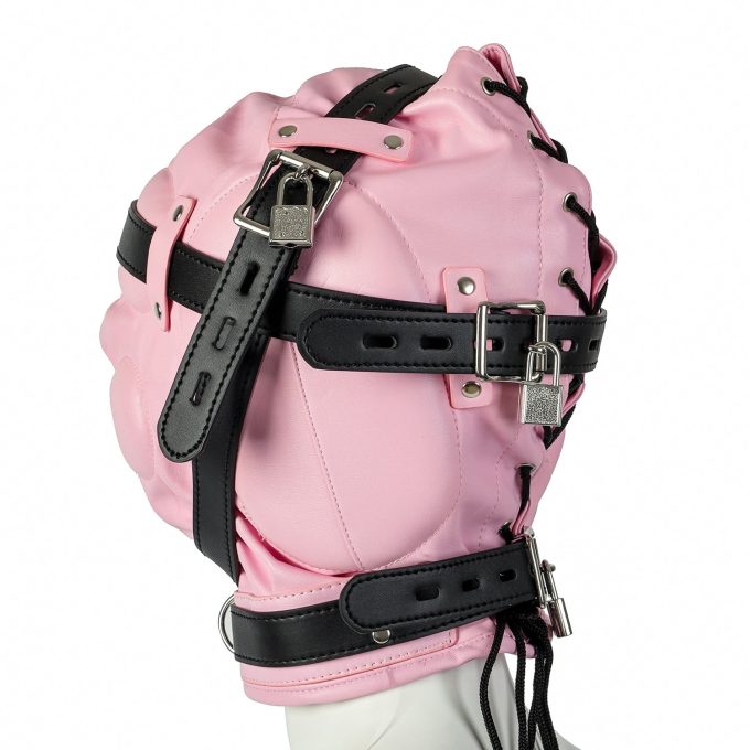 Banoch Reticent Hood Black Pink bondagemasker van roze pu Leer 987101720 4 Banoch Reticent Hood Black Pink bondagemasker van roze pu Leer 987101720 4