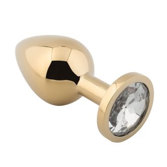 Banoch Buttplug Aurora clear gold Medium gouden Metalen buttplug Diamant steen transparant 987101815