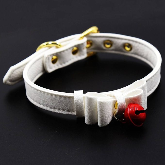 Banoch Collar Catbell Red Halsband Strik Wit bondage 987101754 2 Banoch Collar Catbell Red Halsband Strik Wit bondage 987101754 2