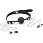 Banoch siliconen Ballgag tepelklemmen Zwart 987101836