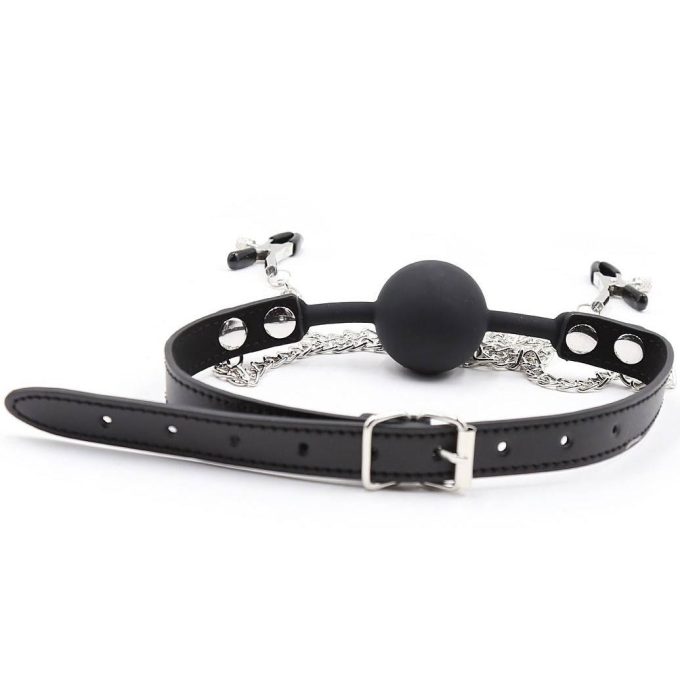 Banoch siliconen Ballgag tepelklemmen Zwart 987101836 3