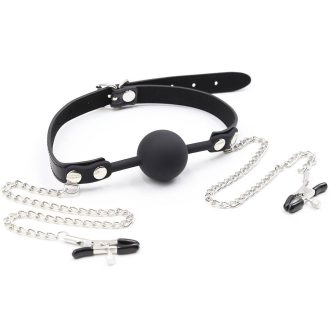Banoch siliconen Ballgag tepelklemmen Zwart 987101836