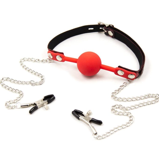 Banoch siliconen Ballgag tepelklemmen rood 987101837 4