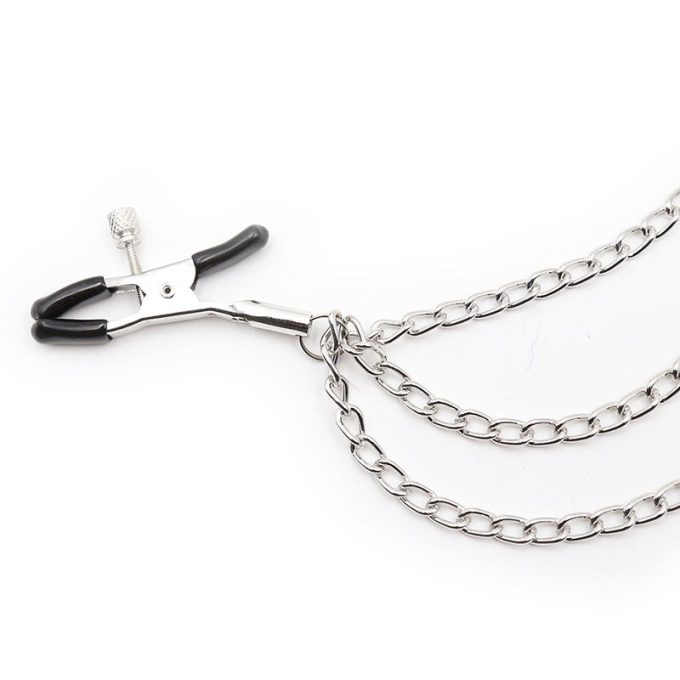 Pinch tepelklemmen Triple link silver verstelbaar met ketting bdsm 6