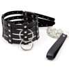 Banoch Collar Leash Flamboyante Black zwarte pu leren halsband met riem 987101784 Banoch Collar Leash Flamboyante Black zwarte pu leren halsband met riem 987101784