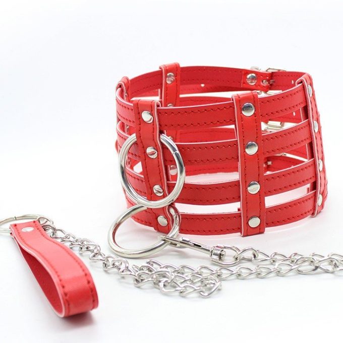 Banoch Collar Leash Flamboyante Red rode pu leren halsband met riem 987101785 2 Banoch Collar Leash Flamboyante Red rode pu leren halsband met riem 987101785 2