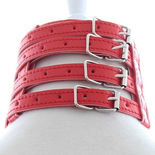 Banoch Collar Leash Flamboyante Red rode pu leren halsband met riem 987101785 4 Banoch Collar Leash Flamboyante Red rode pu leren halsband met riem 987101785 4