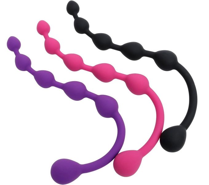 Banoch Anaalketting bulb rider zwart roze paars Siliconen