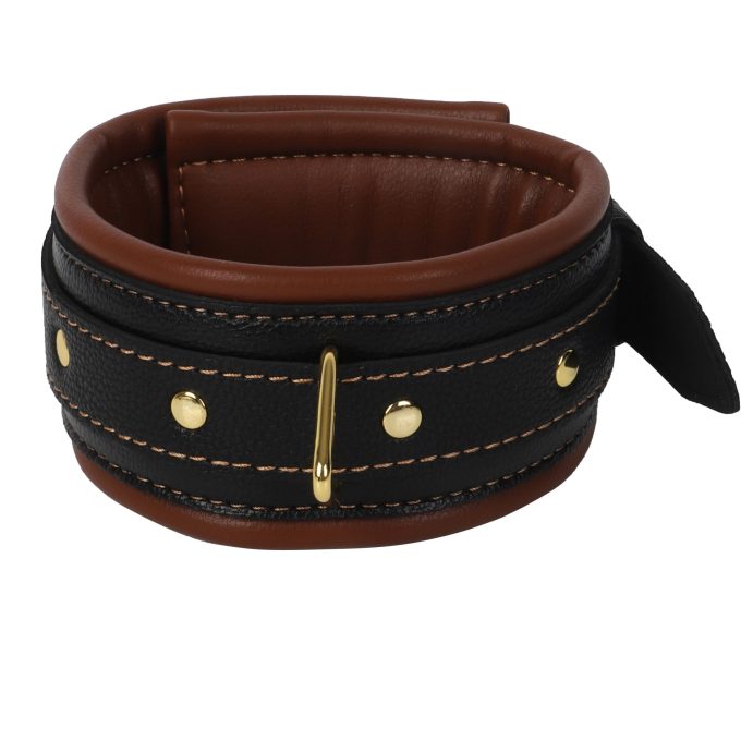 Banoch Collar leash Gold Halsband en Riem cognac bruin met goud bondage 987101702 6 scaled scaled