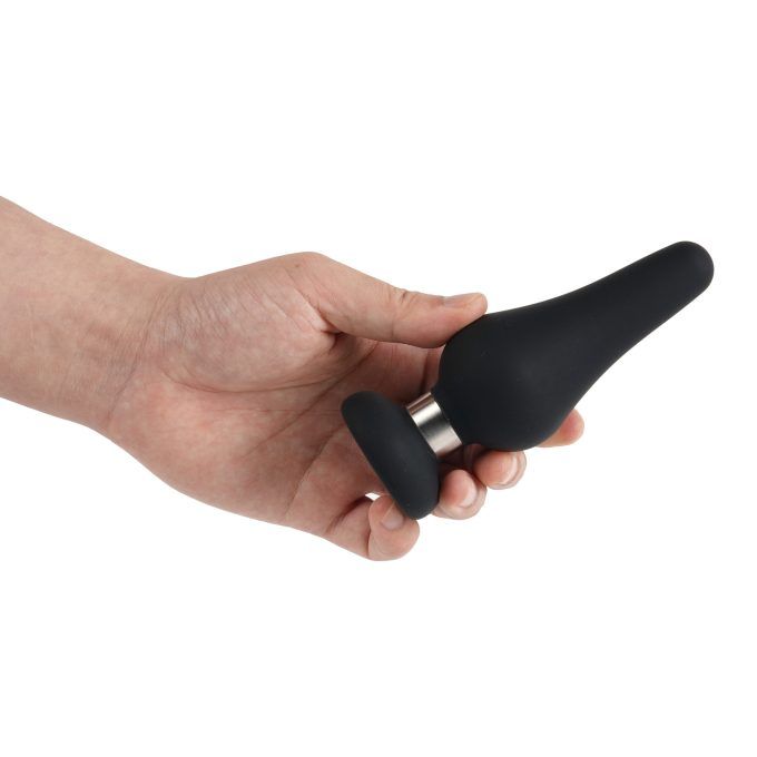Banoch Buttplug set ring luxe Siliconen zwart 3 delig in verpakking in hand (2)