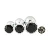 Banoch 3 maten zilveren metalen Buttpluggen met zwarte steen diamond maat smallmedium large. Aurora scaled scaled