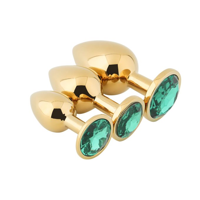 Banoch Buttplug Aurora green gold gouden Metalen buttplug Diamant steen Groen 987101942 7 scaled scaled