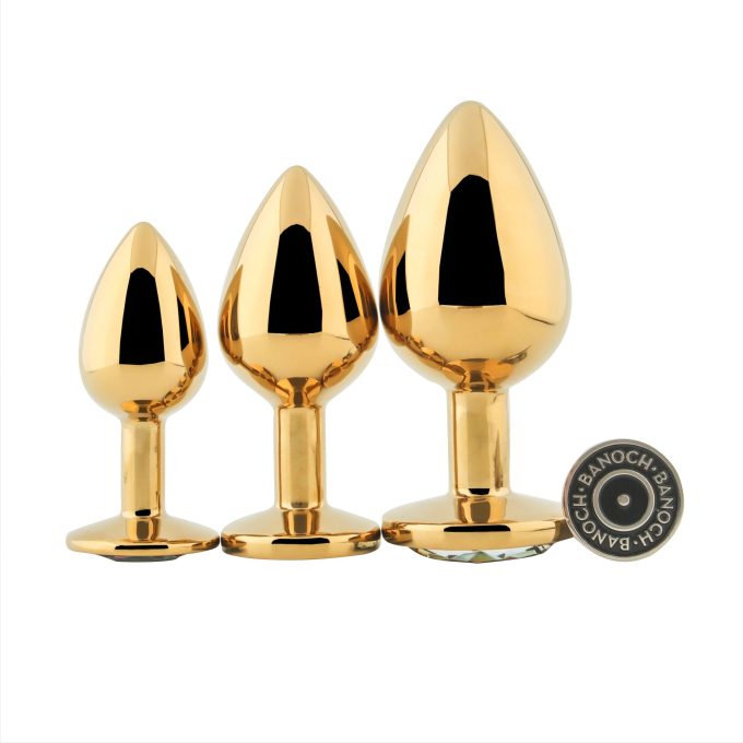 Banoch Buttplug Aurora rainbow gold Small gouden Metalen buttplug Diamant steen 7 scaled scaled